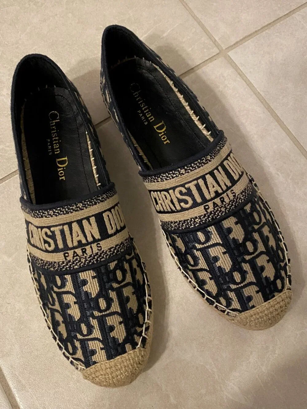 Dior Granville Espadrille Deep Blue Dior Oblique Embroidered Cotton